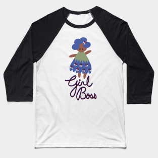 Girl Boss in Blue and Green Baseball T-Shirt